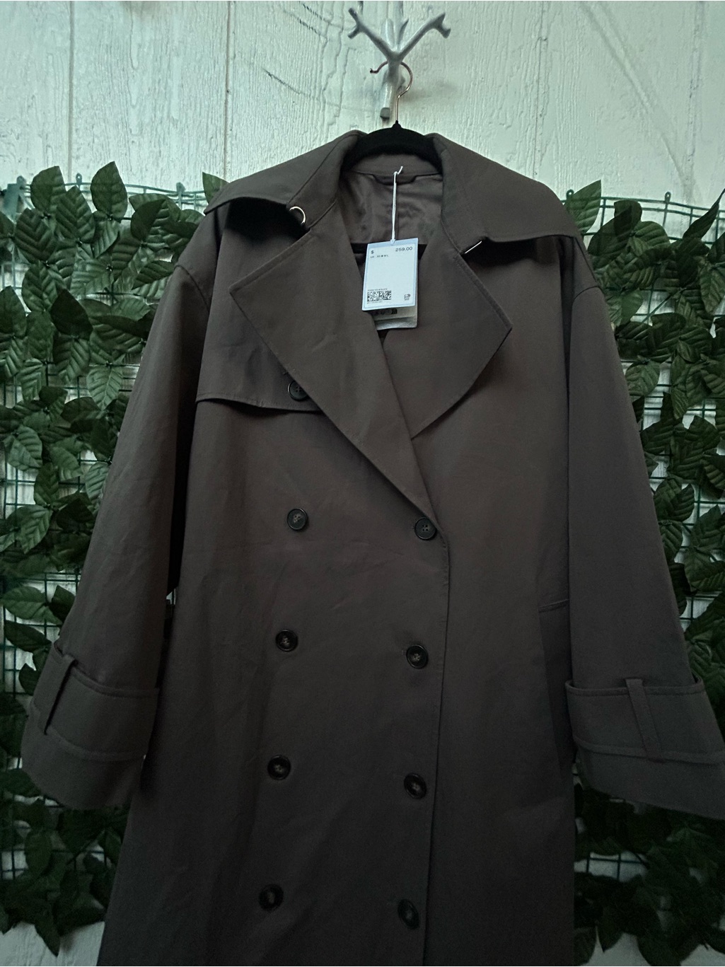 & Other Stories Contemporary Double-Breasted Trench Coat - Dark Gray